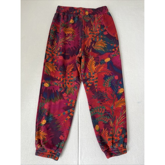 Farm Rio Jungle Tie Dye Tropical Joggers Sweatpants Red Purple Size Medium - Picture 2 of 9